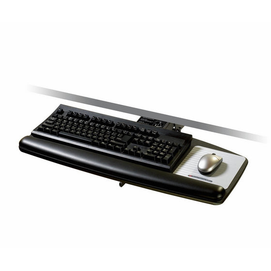 3M AKT70LE Positive Locking Keyboard Tray, Standard Platform, 21 3/4 Track, Black