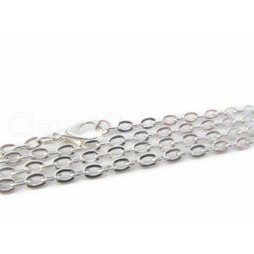 10 CleverDelights Vintage Style Necklaces - Silver Color - 24 Inch - Rolo Chain Necklace - Lobster Clasp and Jump Rings Attached - Jewelry Findings - 3 x 4mm Oval Links - Antiqued Necklaces - 24" Length