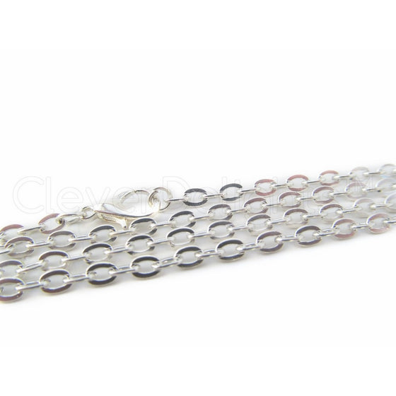 10 CleverDelights Vintage Style Necklaces - Silver Color - 24 Inch - Rolo Chain Necklace - Lobster Clasp and Jump Rings Attached - Jewelry Findings - 3 x 4mm Oval Links - Antiqued Necklaces - 24" Length