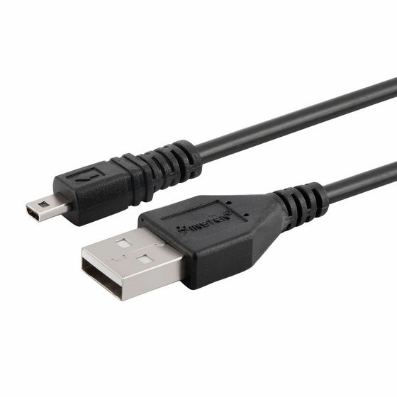 Black USB 2.0 A to 8-Pin Mini B Cable w/ Ferrite - 1.5M / 59 Inches for Nikon CoolPix P90