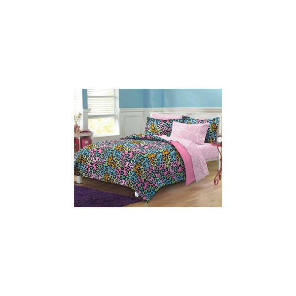 My Room Neon Leopard Ultra Soft Microfiber Girls Comforter Set, Multi-Colored, Twin/Twin X-Large