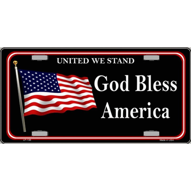 Smart Blonde God Bless America United We Stand Vanity Metal Novelty License Plate Tag Sign