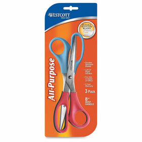 Westcott All Purpose Value Scissors, Straight, 8-Inch, Color Varies, 3-Pack (13404)