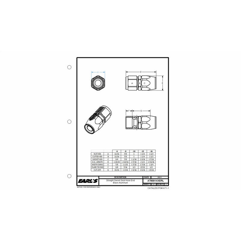 Earl's AT800108ERL Straight -8 Female to -8 Hose