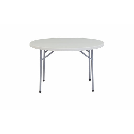 National Public Seating BT-R Series Steel Frame Round Blow Molded Plastic Top Folding Table, 700 lbs Capacity, 48" Diameter x 29-1/2" Height, Speckled Gray/Gray