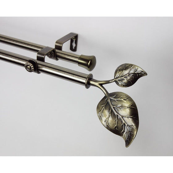 Modern Ivy Double Curtain Rod in Antique Brass Size: 48" - 84"