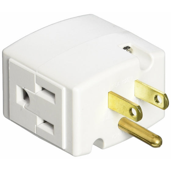 Leviton 692-W 15 Amp, 125 Volt, Triple Cube Grounding Adapter, White