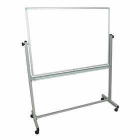 Offex Mobile Double Sided 48 x 36 Inches Reversible Dry-Erase Adjustable Magnetic Whiteboard Easel with Silver Frame, 4 Casters (OF-MB4836WW)