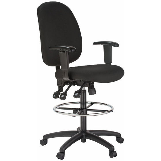 Harwick Extra Tall Ergonomic Drafting Chair, Black Fabric