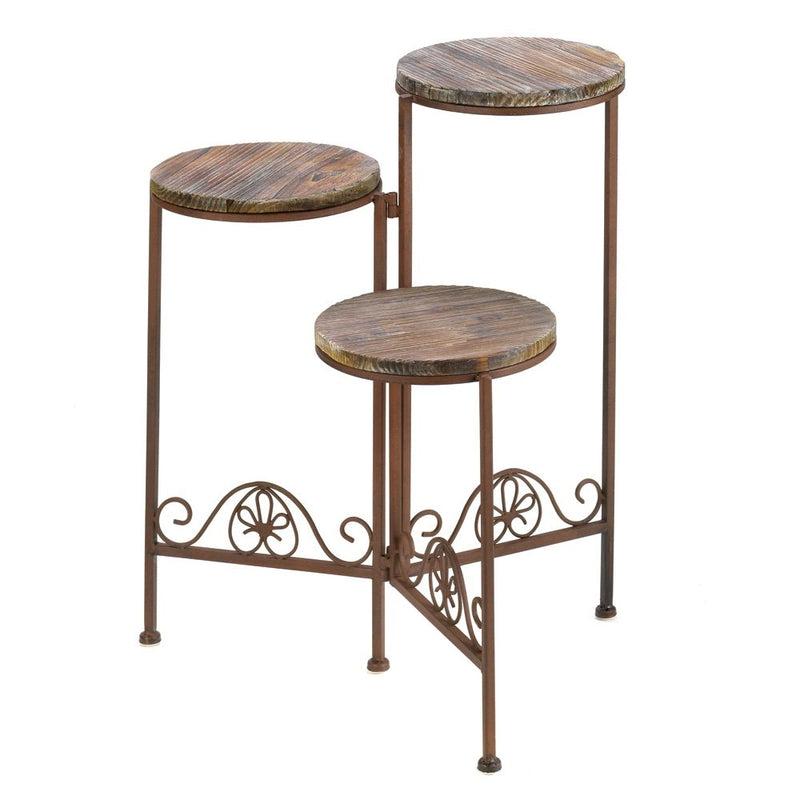 Gifts and Decor Rustic Finish Triple Planter Table Set