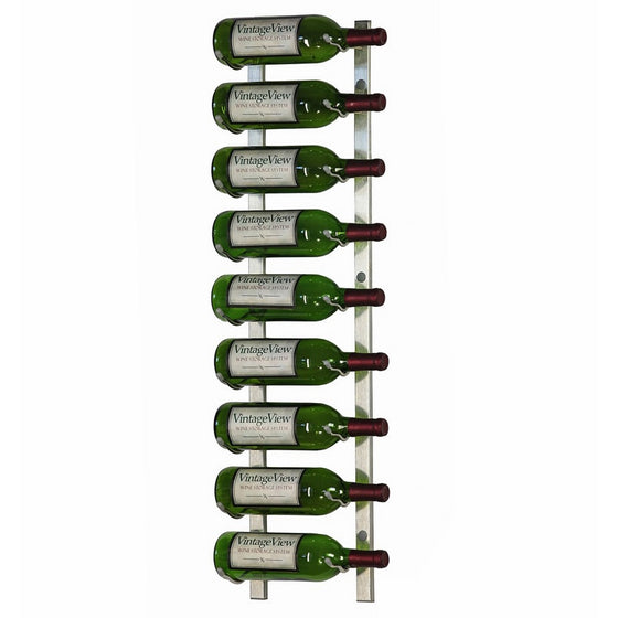 VintageView 9 Bottle Wall Mounted Metal Hanging Wine Rack (1 Deep - Platinum)