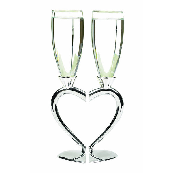 Hortense B. Hewitt Wedding Accessories Interlocking Heart Champagne Toasting Flutes, Set of 2