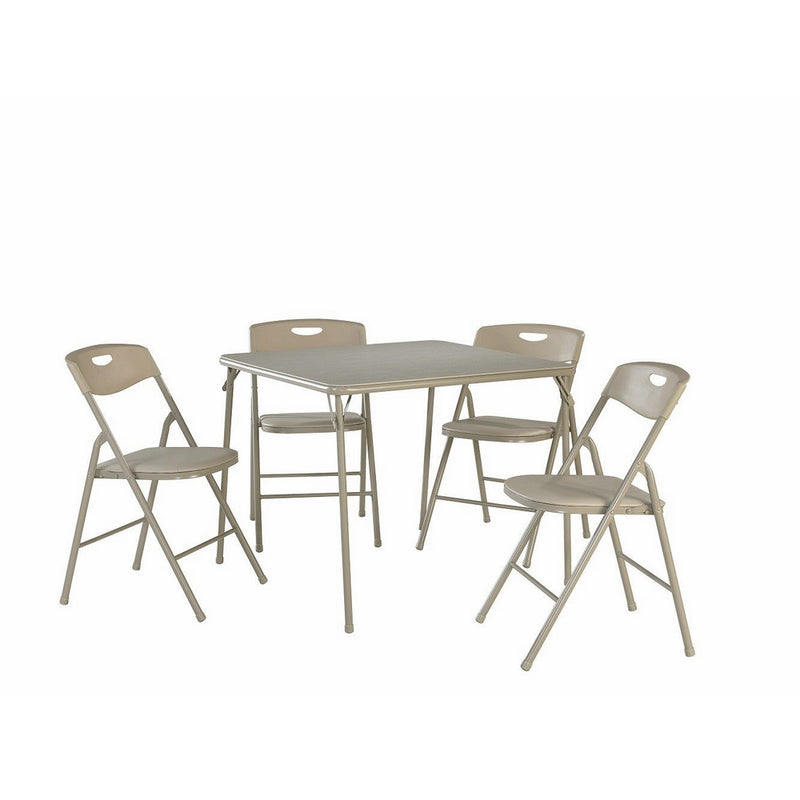 Cosco 5-Piece Folding Table and Chair Set, Antique Linen