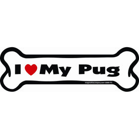 Imagine This Bone Car Magnet, I Love My Pug , 2-Inch by 7-Inch