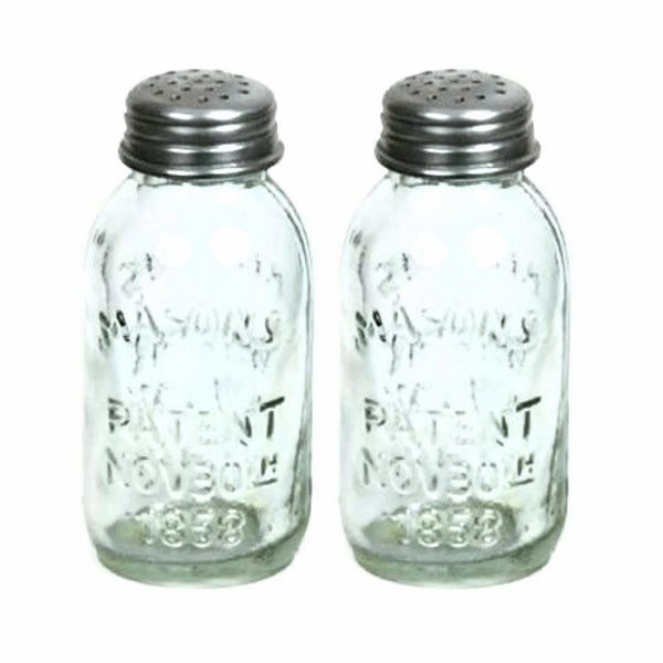 Set of 2 Glass Mason Jar Salt and Pepper Shakers