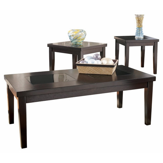 Ashley Furniture Signature Design - Denja Occasional Table Set - Contains Cocktail Table & 2 End Tables - Contemporary - Dark Brown