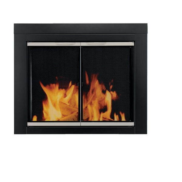 Pleasant Hearth AP-1130 Alsip Fireplace Glass Door, Black, Small