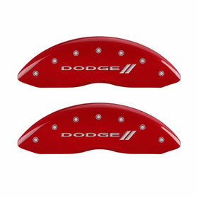 MGP Caliper Covers 12181SDD3RD Dodge ll Engraved Caliper Cover with Red Powder Coat Finish and Silver Characters, (Set of 4)