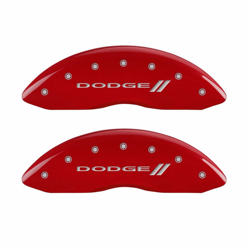 MGP Caliper Covers 12181SDD3RD Dodge ll Engraved Caliper Cover with Red Powder Coat Finish and Silver Characters, (Set of 4)