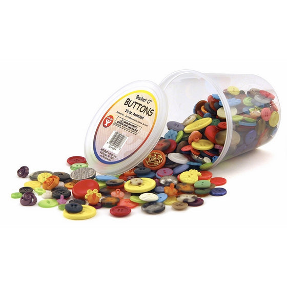 Hygloss Products Bucket O' Buttons, Assorted Buttons for Arts and Crafts, 1 Pound Bucket