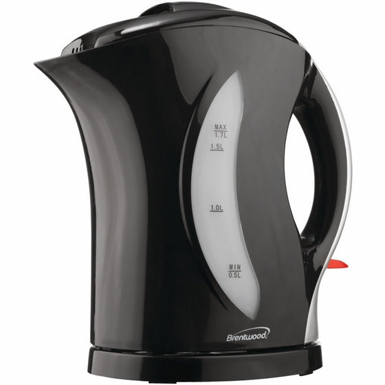 Brentwood KT-1618 BPA Free 1.7L Cordless Electric Kettle, Black/Silver