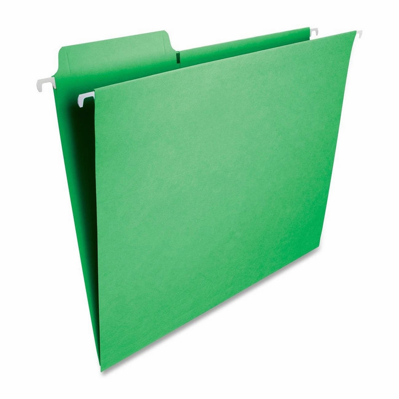 Smead FasTab Hanging File Folder, 1/3-Cut Built-In Tab, Letter Size, Green, 20 per Box (64098)