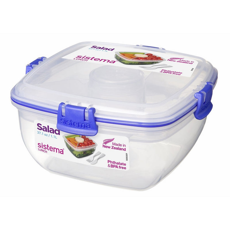 Sistema Klip It Collection Salad to Go Food Storage Container, 37 Ounce/4.6 Cup
