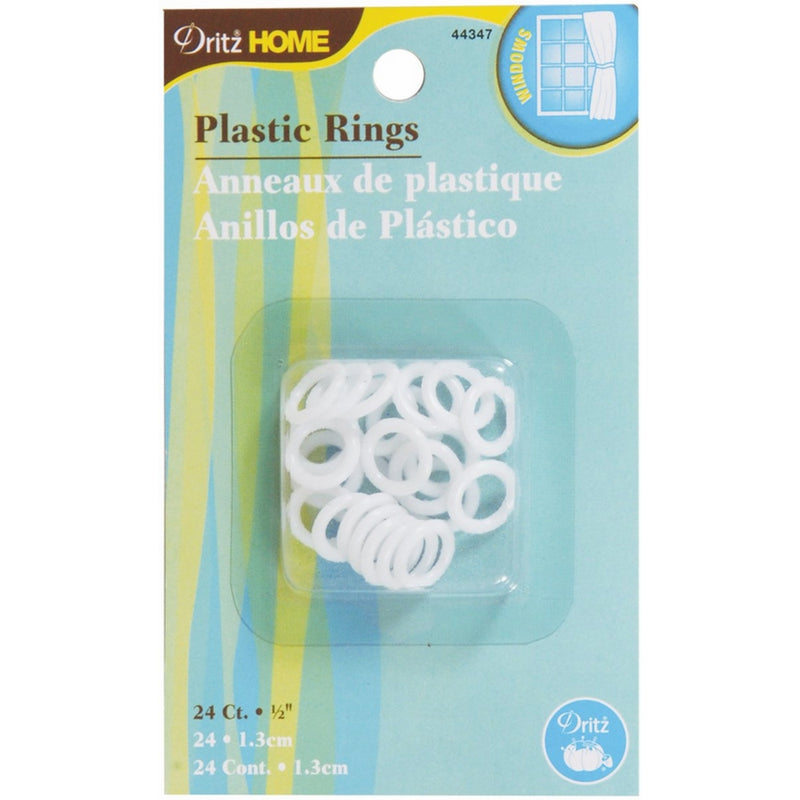 Dritz 44347 Plastic Rings, White, 1/2-Inch, 24-Pack