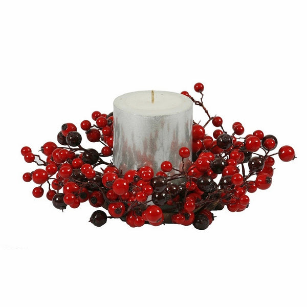Vickerman 10" Red/Burgundy Mixed Berry Candle Ring 35" Center