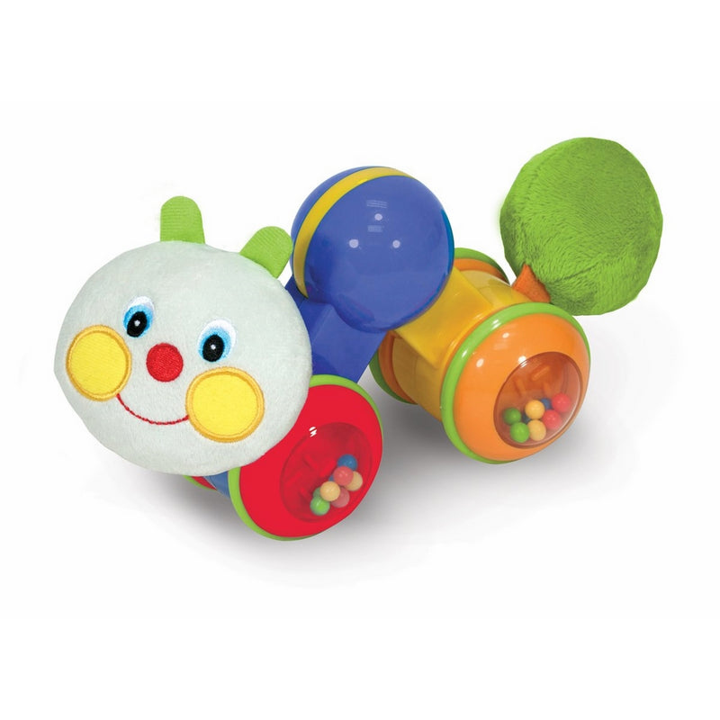 Melissa & Doug K's Kids Press and Go Inchworm Baby Toy - Rattles, Clicks, and Self Propels