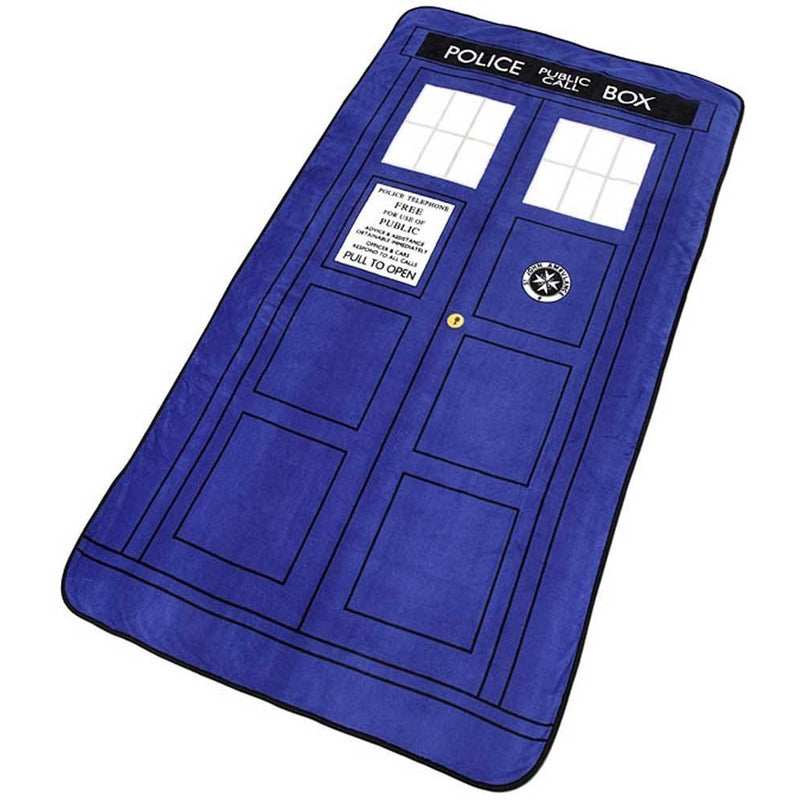 Doctor Who Blanket - Large Dr. Who TARDIS Micro Raschel Throw - 50" x 89"