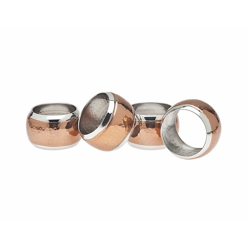 Godinger Hammered Napkin Ring, Set of 4, Copper