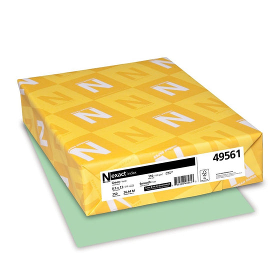 Exact Index Cardstock, 8.5" x 11", 110 lb/199 gsm, Green, 250 Sheets (49561)