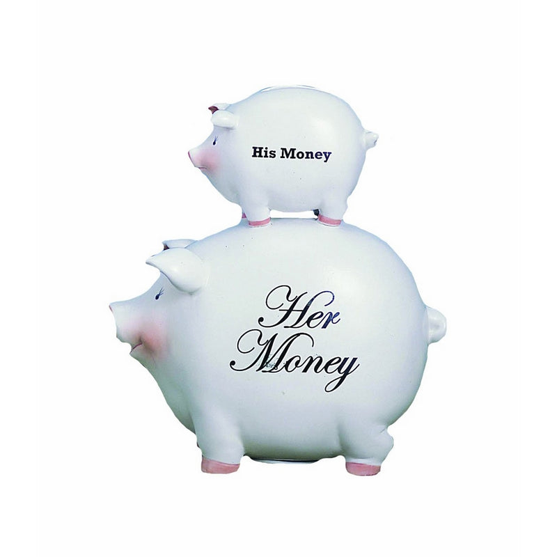 Young's His Money/Her Money Ceramic Piggy Bank, 8-Inch