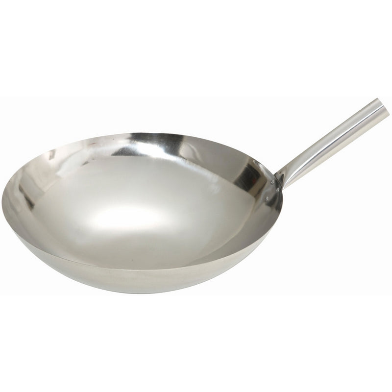 Winco WOK-16N Stainless Steel Wok with Riveted Joint Handle, 16-Inch