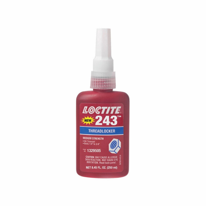 Loctite 1329505 Blue 243 Medium Strength Threadlocker, 360 Degree F Maximum Temperature, 250 mL Bottle