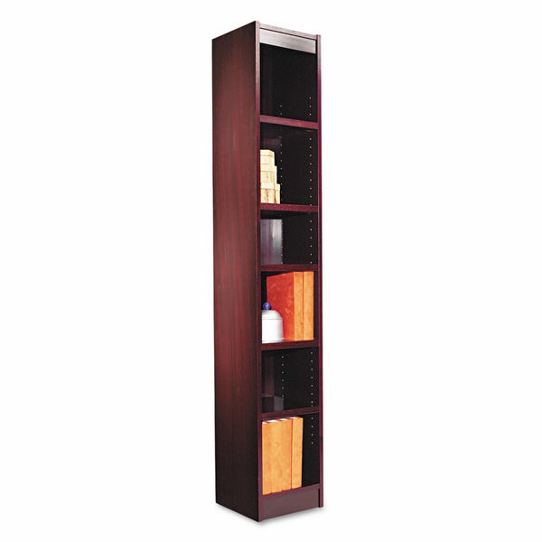 Alera ALEBCS67212MY Narrow Profile Bookcase, Wood Veneer, Six-Shelf, 12w x 11-3/4d x 72h, Mahogany