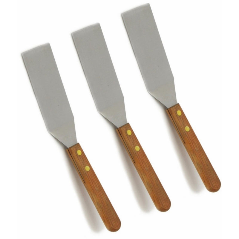 Set of 3, Solid Stainless Steel Blade Cookie Spatula, Wooden Handle, 8-inch