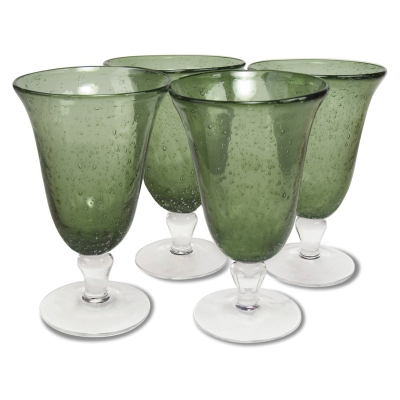 Artland Iris Footed Ice Tea Glasses, Sage, Set of 4