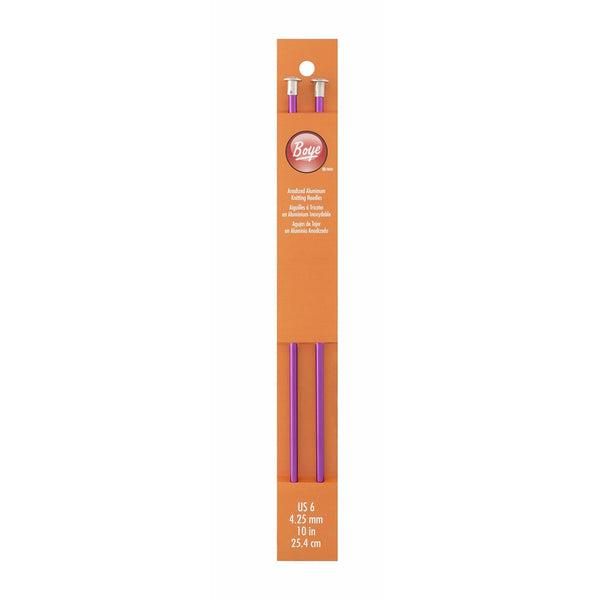 Boye 10-Inch Aluminum Single Point Knitting Needles, Size 6