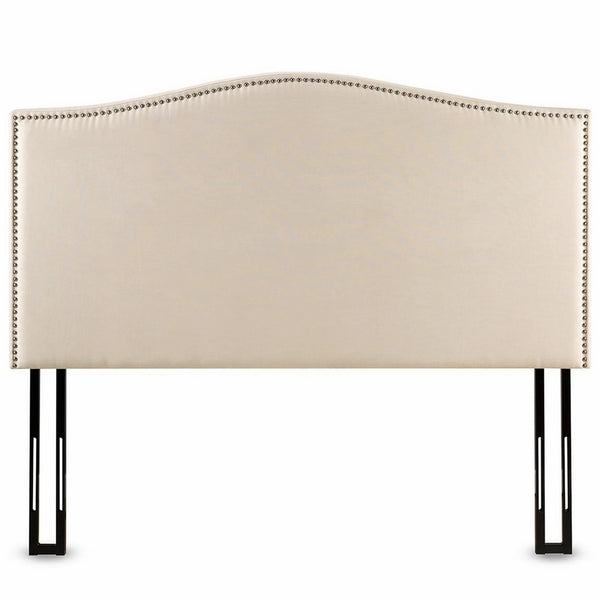 Zinus Upholstered Arched Nailhead Headboard, Full/Queen, Taupe