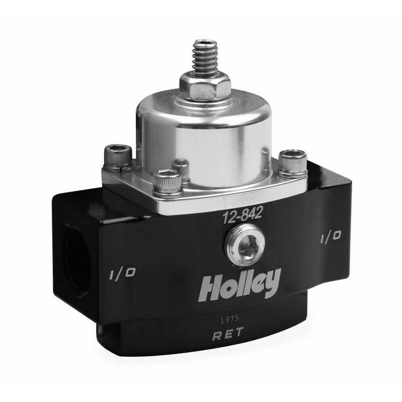 Holley 12-842 4.5-9 PSI Adjustable Bypass Billet Fuel Pressure Regulator with Idle Bleed and 3/8" NTP Ports