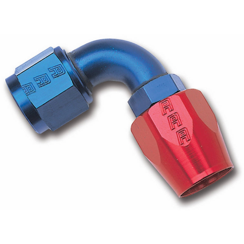 Russell 610160 Red/Blue Anodized Aluminum -6AN 90-Degree Hose End