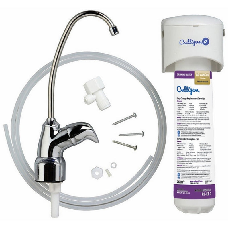 Culligan US-EZ-3 EZ-Change Undersink Drinking Water Filtration System with Dedicated Faucet, Advanced 500 Gallon Filter Included