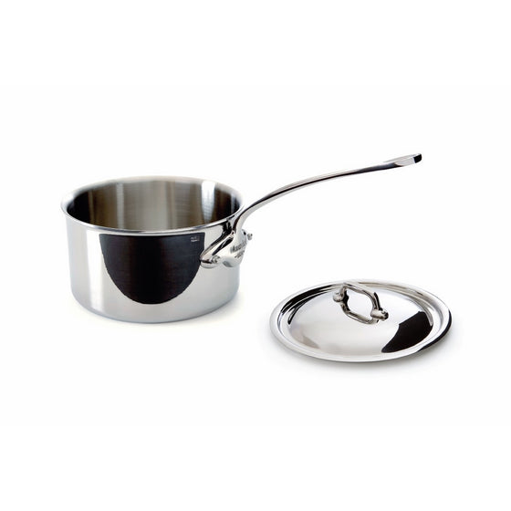 Mauviel Made In France M'Cook 5 Ply Stainless Steel 5210.19 2.7 Quart Saucepan with Lid, Cast Stainless Steel Handle