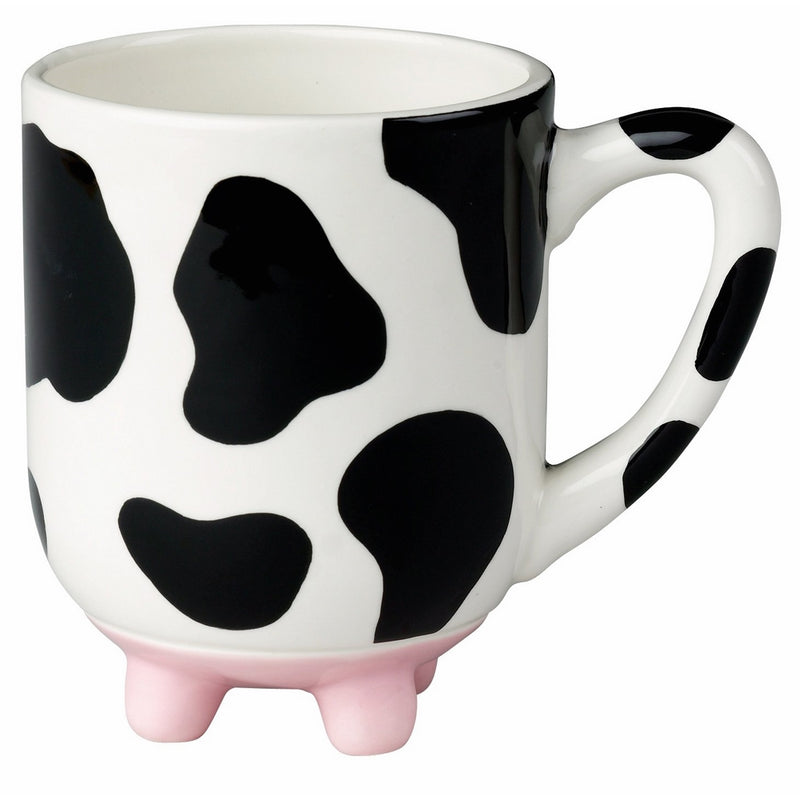 Udderly Cow Mug with Non-skid Silicone Feet, Hand Painted Ceramic, 20 oz. Capacity by Boston Warehouse