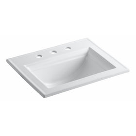 KOHLER K-2337-8-0 Memoirs Self-Rimming Bathroom Sink with Stately Design, White