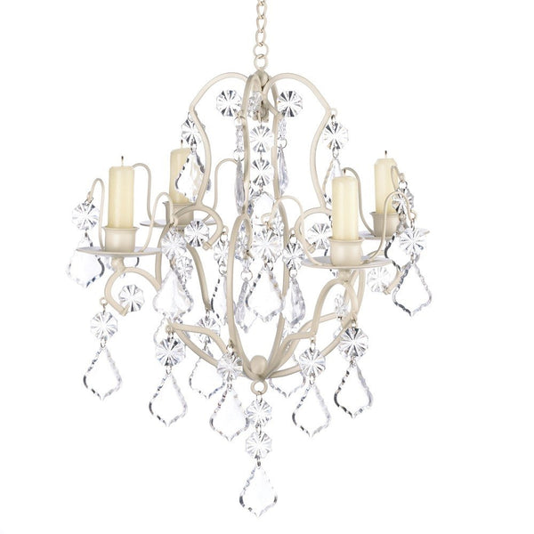 Gifts & Decor Ivory Baroque Candle Chandelier, Iron and Acrylic