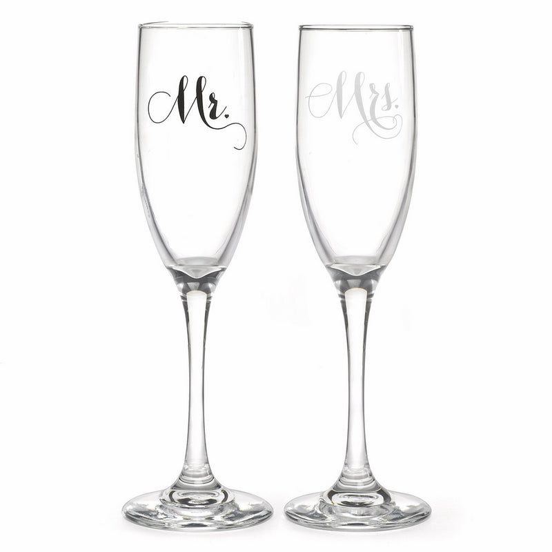 Hortense B Hewitt Wedding Mr and Mrs Elegant Champagne Flutes, Set of 2