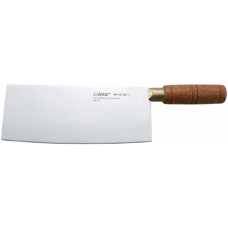 Winco Blade Chinese Cleaver w/ wooden handle – blade 8”x3 ½” overall length 12½”